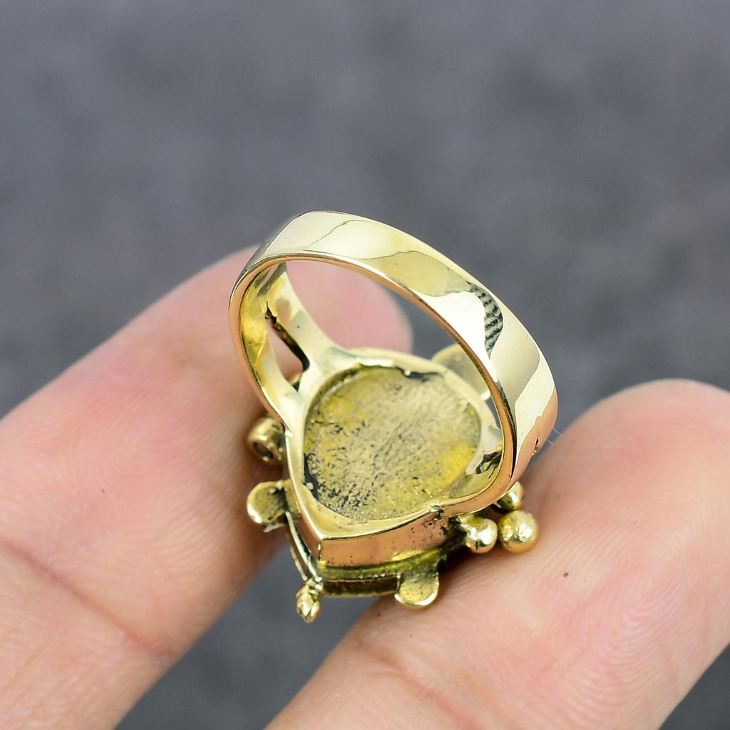 Poison Tortoise Look Handmade Brass Jewelry Ring Size 8