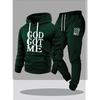 Herren Casual Sport-Kapuzenpullover und Hose 2-teiliges Set, mit coolen Aufdrucken, perfekt für Outdoor-Aktivitäten und gemütliche Spaziergänge