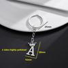 Stainless Steel Crown Letter Keychain Pendant, European Punk Style.