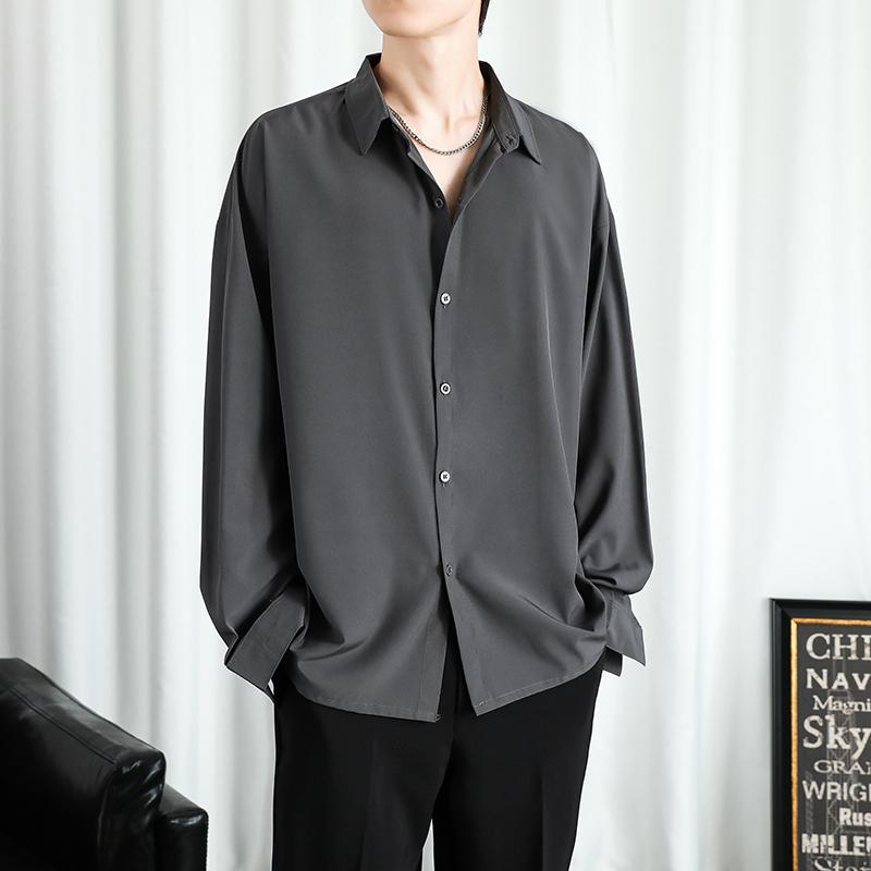 Shirt Men Solid Long sleeved Shirt For Men Korean Fashion Shirts Comfortable Blouses Casual Loose Classic Single Breasted Shirt