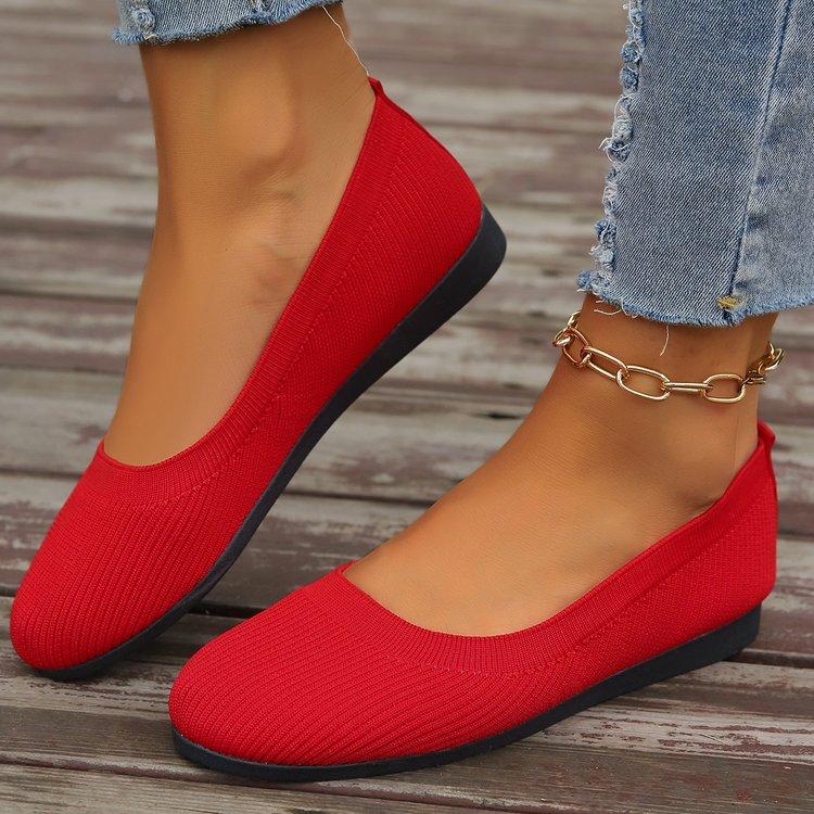 Elastic Knitting Flats Slip On Shoes for Women  Summer Breathable Soft Loafers Woman Lightweight Casual Shoes Plus Size 36-43