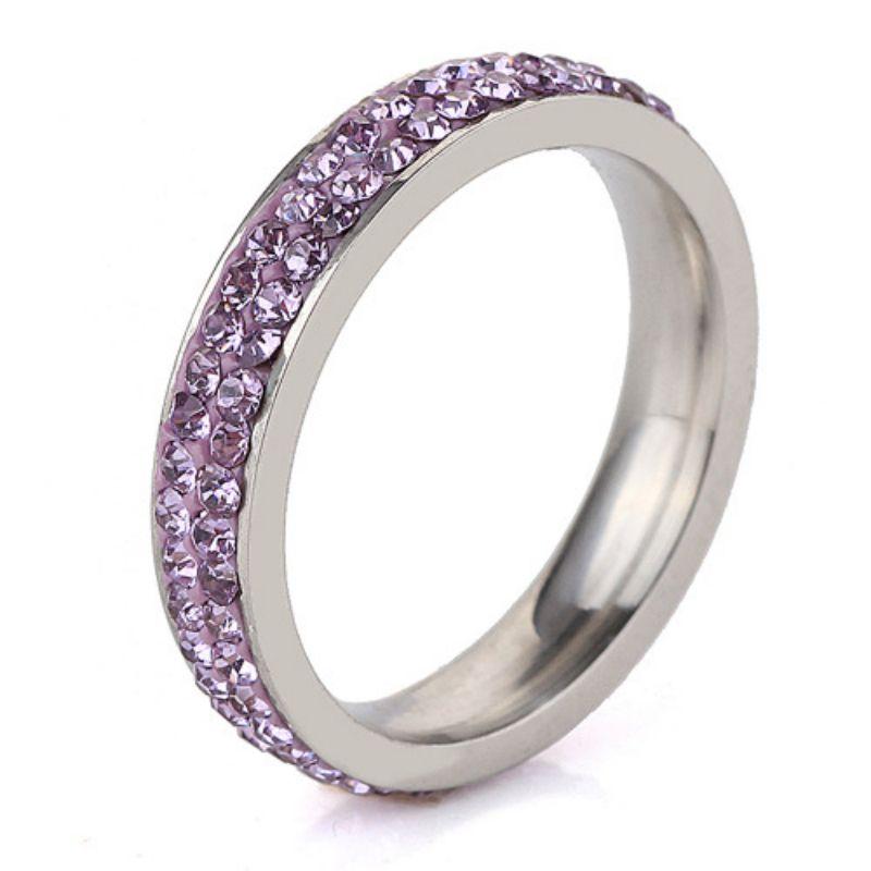 8mm Fashion Zircon Inlaid Gradient Ring for Women Men Stainless Steel Exquisite Ring Jewelry Party Birthday Gift Wholesale