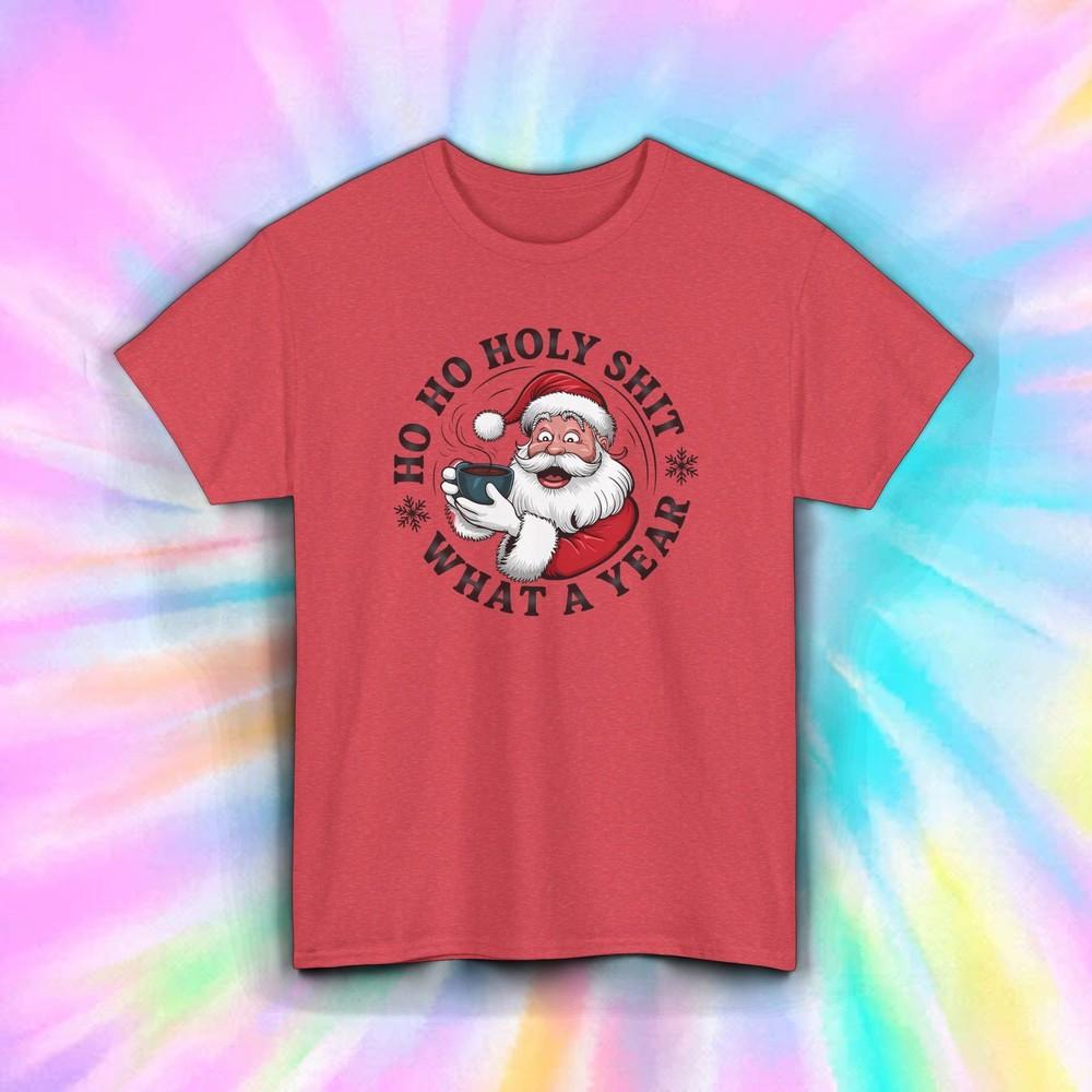 

Ho Ho Holy Sh*t Santa Shirt | Funny Christmas Graphic Tee | Holiday Humor S