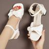 Summer Hot Sale Shoes for Female Butterfly-knot Women's Sandals Buckle Strap Square Toe Women's High Heels Solid Sandals Ladies
