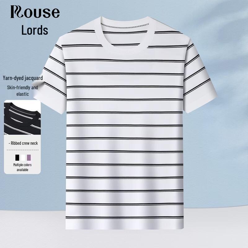 

Luotz Men s Striped Round Neck Short Sleeve T-Shirt 2XL