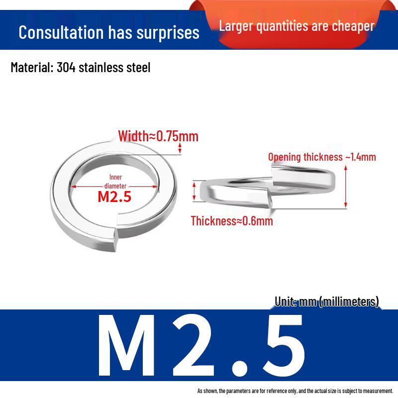 

304 Stainless Steel Split Spring Washer Spacer Ring (M3, M5, M6, M8)