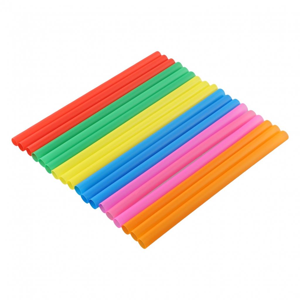 Colorful Straws Drinking Smoothie Flat End Multi Color Oversized