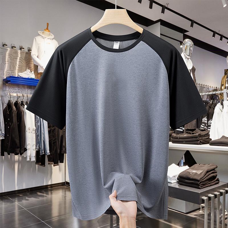 

Мужская футболка большого размера из быстросохнущего ледяного шелка с логотипом команды - Летняя с коротким рукавом свободного кроя 9XL