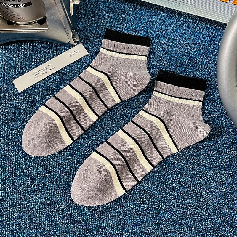 

Мужские весенне-летние короткие носки, подростковые летние носки из чистого хлопка, полностью хлопковые, антибактериальные, влагоотводящие, спортивные и студенческие, модные 1 pair серый