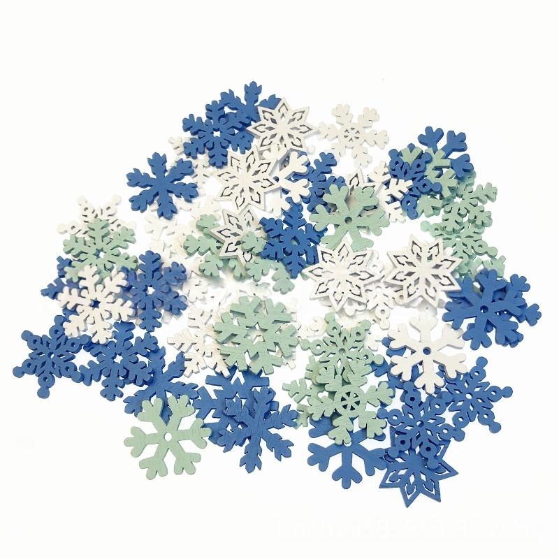 50pcs Christmas Snowflake Wooden Buttons Assorted Christmas Art Craft for Winter DIY Gift Making Winter Party Craft Sewing Decor