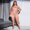Cinemore Chic and Elegant Women Jumpsuit Plus Size Elastic Belted Shorts Pants V Neck Sexy Sequin Romper Cami Dresses for Prom