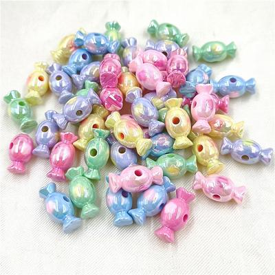 Handgefertigtes UV-beschichtetes, blendendes, handgefertigtes Armband, kreative lose Perlen, Süßigkeiten, 10 Stück, modisches Perlenmaterial, Acryl, DIY-Schmuckzubehör, zweifarbig
