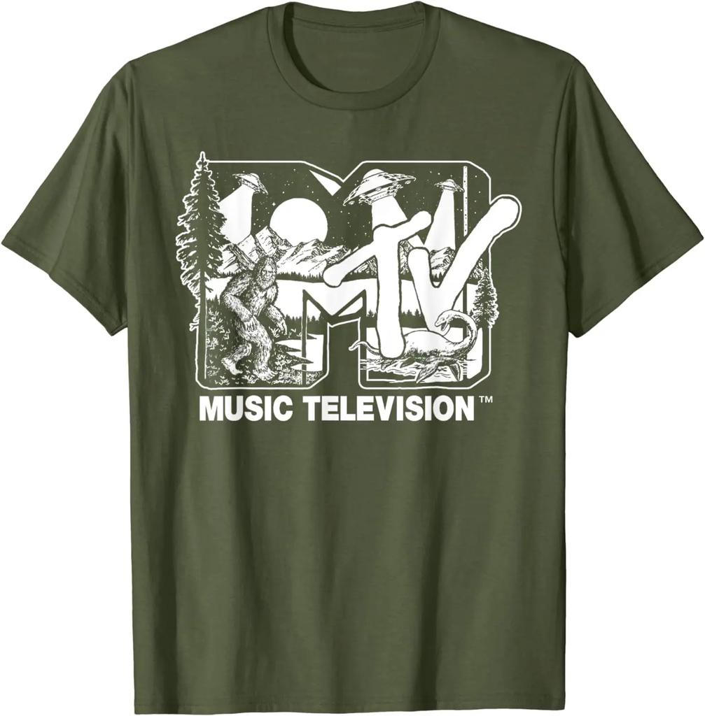 Mademark x MTV - Logo MTV z kryptydami. T-shirt Szkic Bigfoot, UFO i Nessie