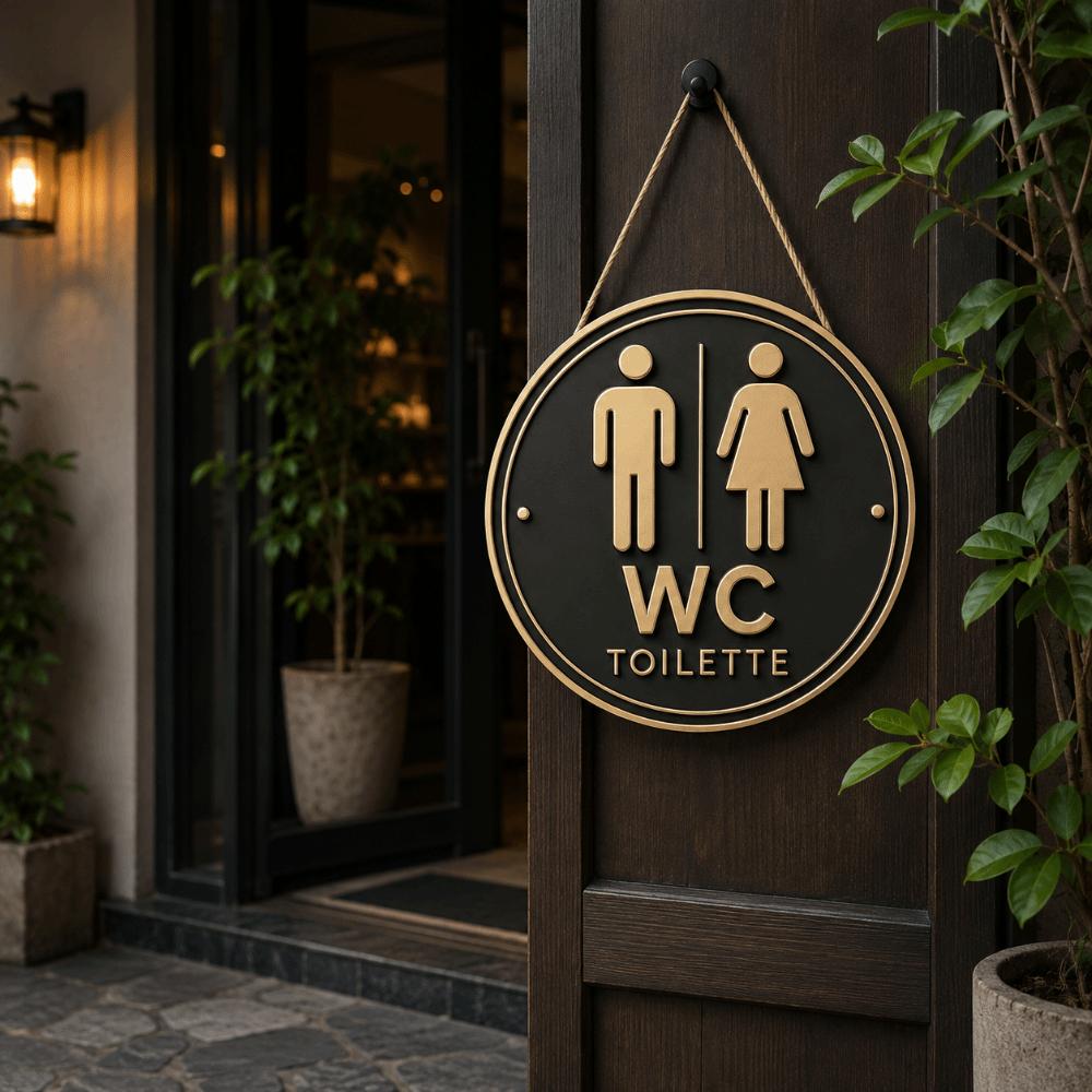 Door Hanging 2D Flat Sign Wall Decoration Modern Toilet Sign German Toilet Sign Bathroom Door