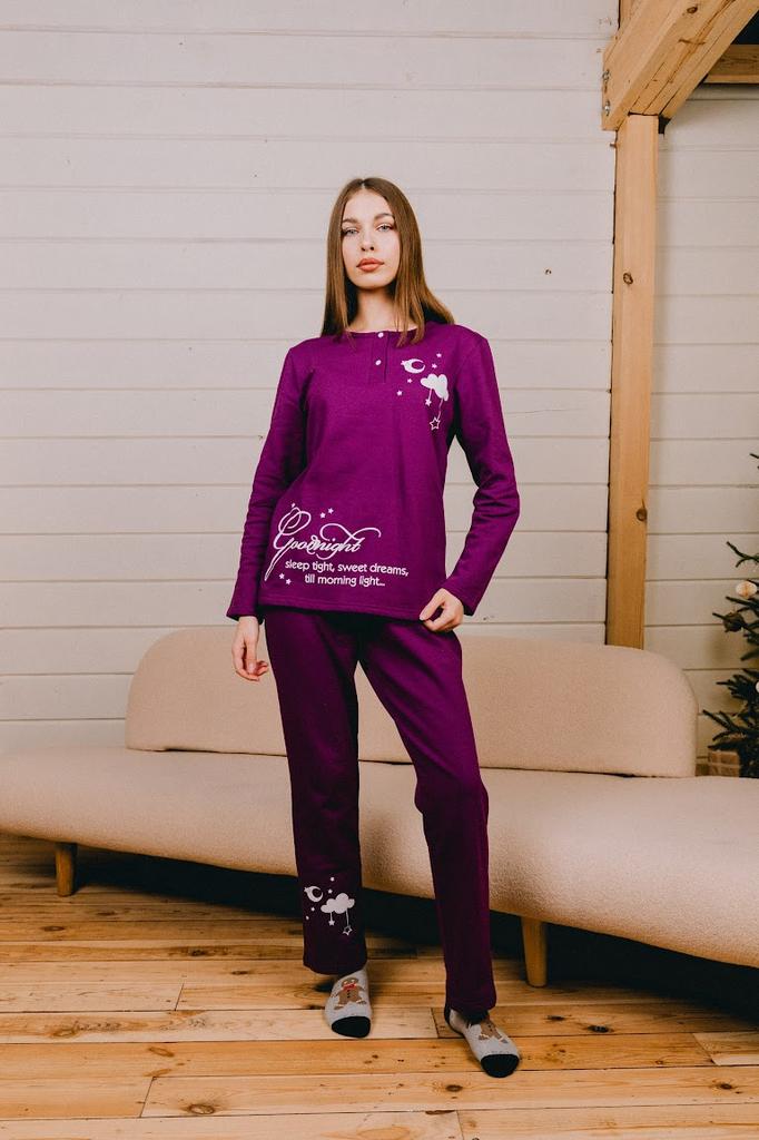 Women’s Warm Pajama Set – Cozy Long Sleeve Top & Pants with Button Closure, Demi-Season, 8240-023-33-1 HC