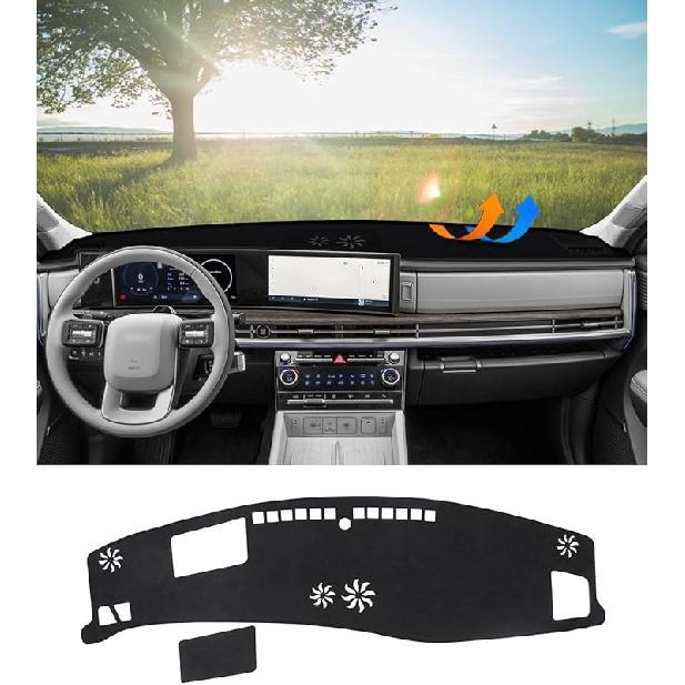 BIBLOZ Dash Cover For Toyota Sienna 2004-2010 Accessories Black Flannel Dashboard Cover Mat Car Dashboard UV Sun Protection