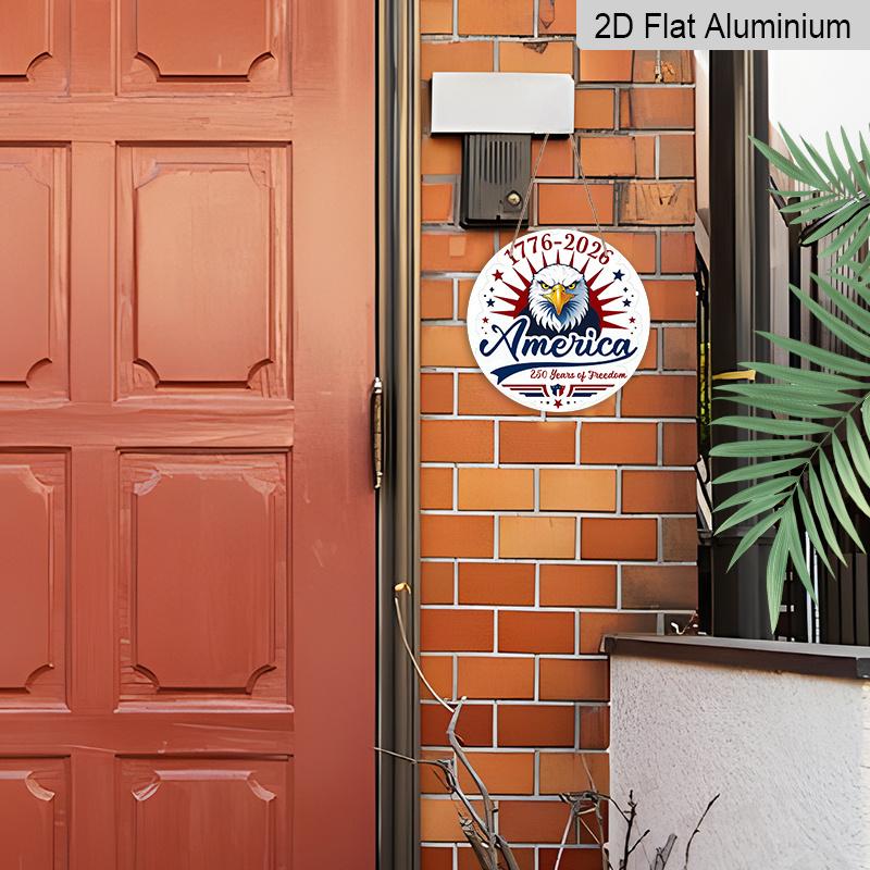 2D Flat 1pc Aluminum Independence Day-Themed Wall Decor 7.87 inches x 7.87 inches Celebrating the 250th Anniversary Patriotic Decor Suitable for