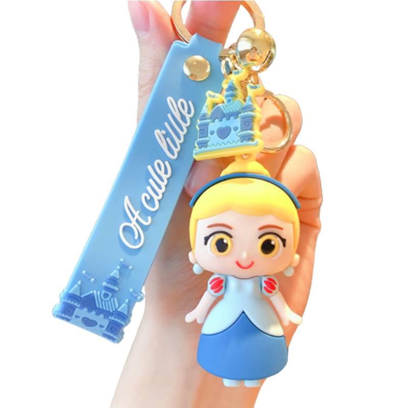 Cute Cartoon Castle Princess Keychain Pvc Action Figure Car Bag Pendant Wholesale Jg-y053