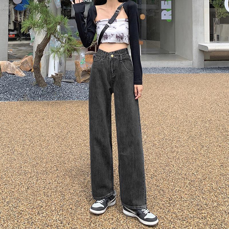 

Женские ретро-джинсы с широкими штанинами и высокой талией — новый дизайн, облегающий крой, свободный фасон L