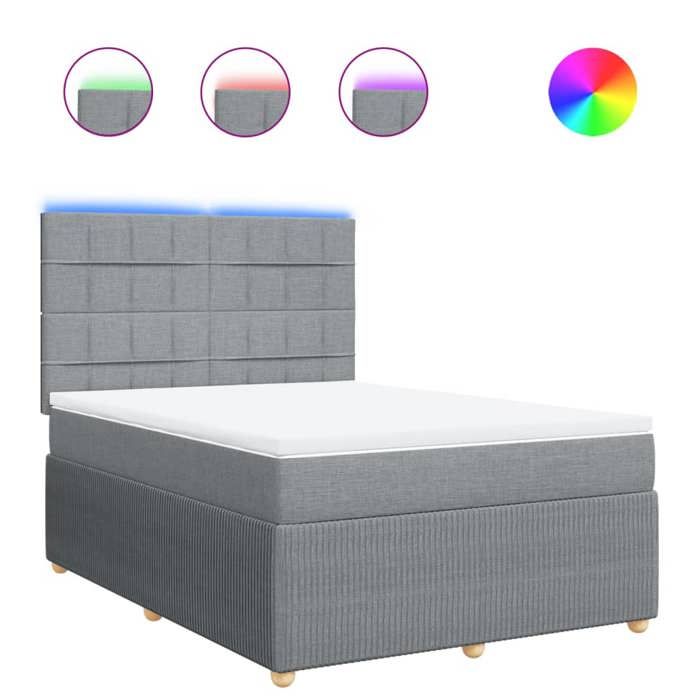 VidaXL Slat Bed Base with Mattress Light Grey 140x200cm Fabric 3294379