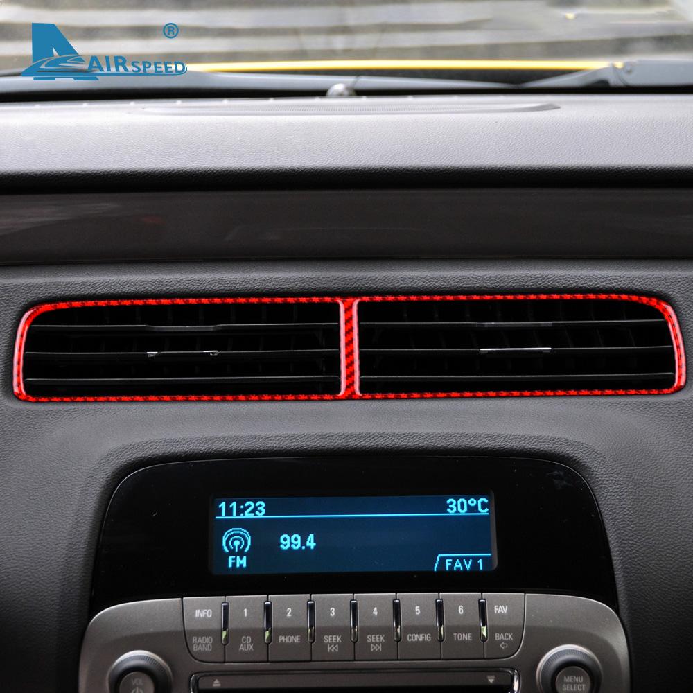 Real Carbon Fiber Sticker for Chevrolet Camaro 2010 2011 Accessories Interior Trim Car Air Conditioning Switch Panel Cover