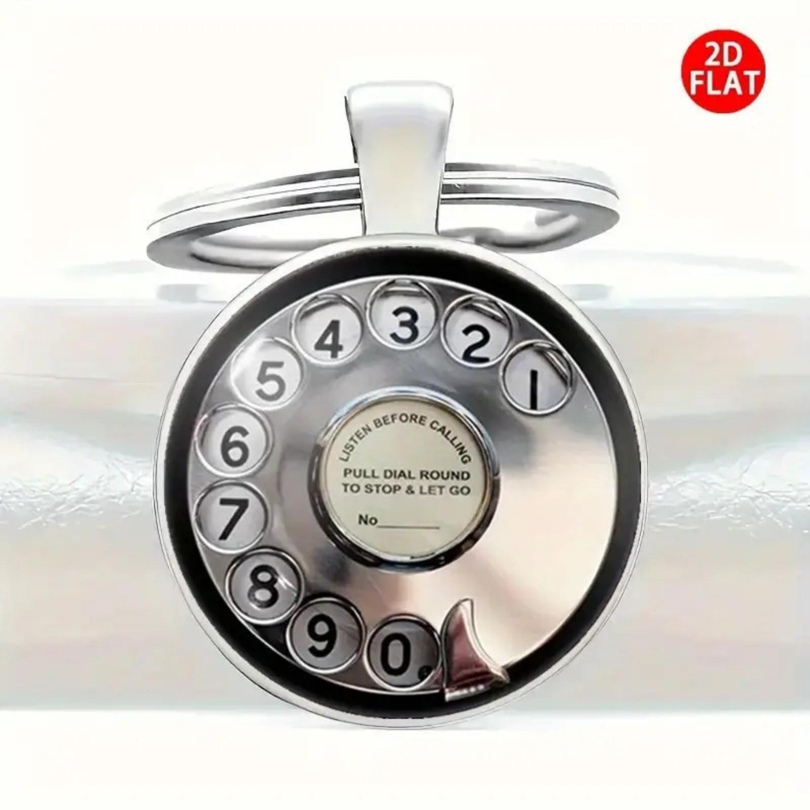 

Round glass alloy keychain pendant One Size