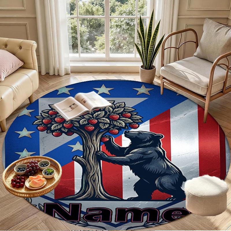 Tapis rond personnalisé avec nom imprimé Atletico Madrid, Tapis polyvalent pour la décoration de la maison, pour salle de jeux, appartement, balcon, entrée, couloir Cadeau