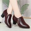 Elegant Deep Mouth Soft Leather Shoes Women Pumps Platform Spring 2025 Comfortable Soft Sole Non-slip Block Heels Shoes