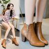 2025 Frühling Herbst Schuhe Damen Schuhe mit Absatz Mode Damen High Heels Stiefel Marke Quadratischer Absatz 8cm Übergröße 42 D266