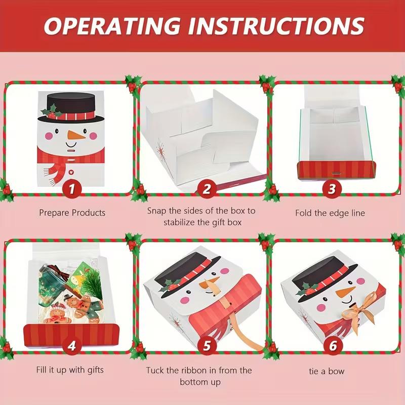 12Pcs Christmas cake packaging boxes Cute cartoon candy gift box Birthday paper gift box for holiday Birthday New Year