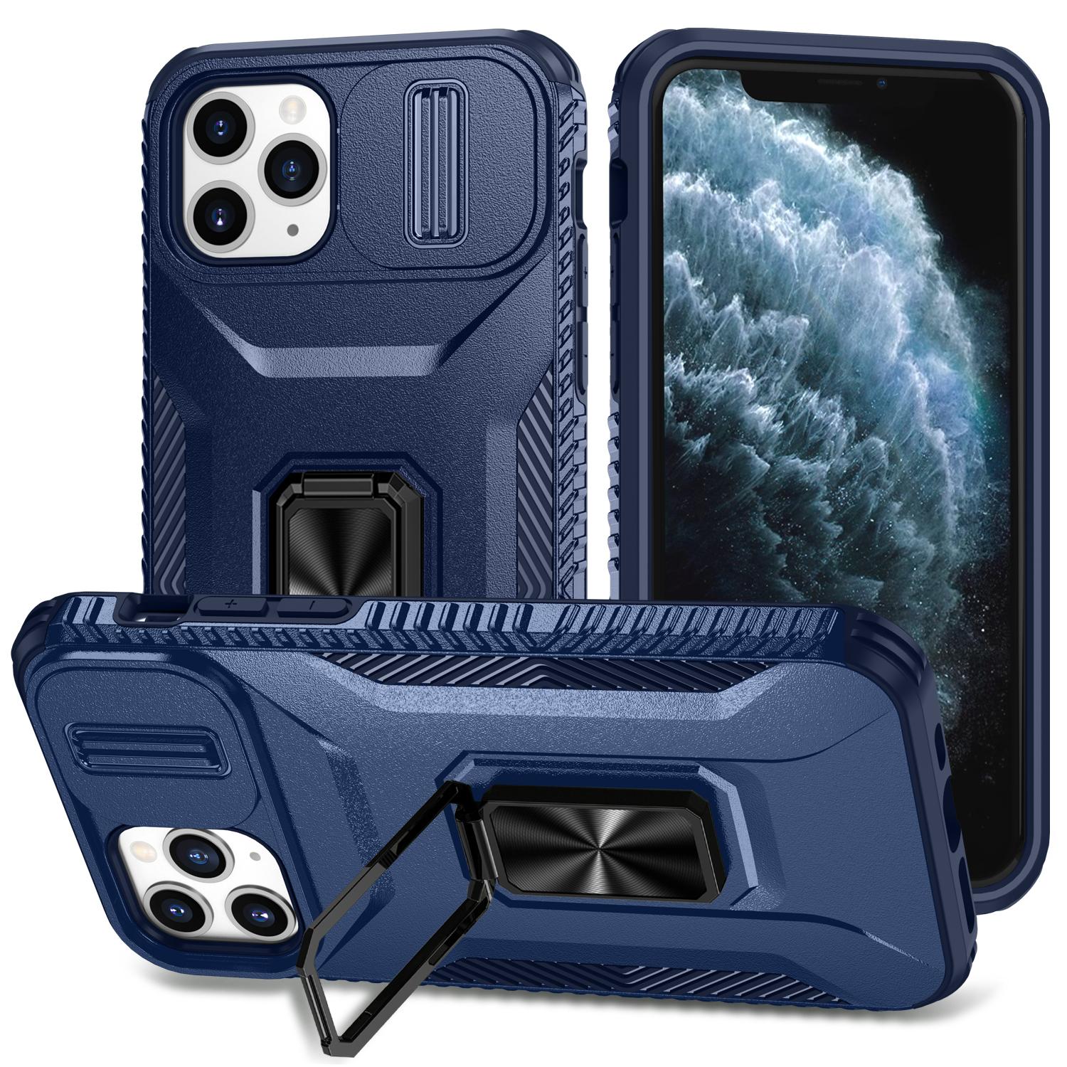 

Для iPhone 11 Pro Чехол PC+TPU Чехол для телефона Скользящий держатель Camshield Blue