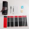 39-Piece Beginner Sketching Set: Charcoal Pencils, Eraser, Paintbrushes & Pencil Roll-up Case