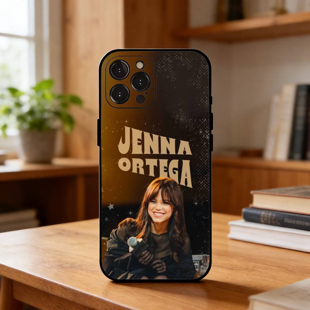 Schöne J-Jenna Ortega Schauspielerin Handyhülle Für iPhone17 16 15 14 13 12 11 Pro Max Plus,5G Weiche Schwarze Hülle