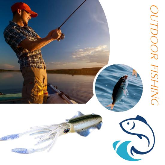 15CM/20G Fishing Soft Squid Lure Glow-in-the-Dark Colorful 3D Eyes Artificial Octopus Bait Sea