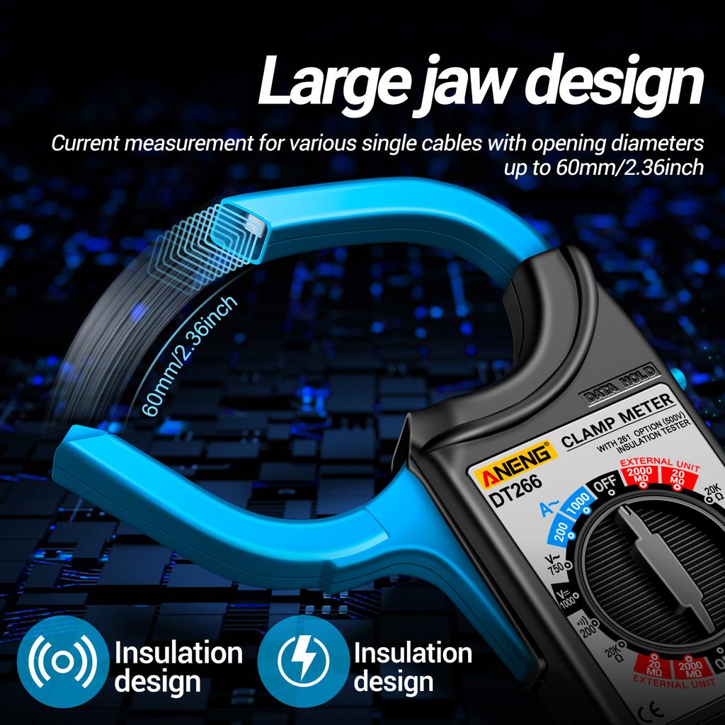 Aneng DT266 LCD 1999 Count Digital True RMS Clampmetru profesional Tester de tensiune curent ACDC