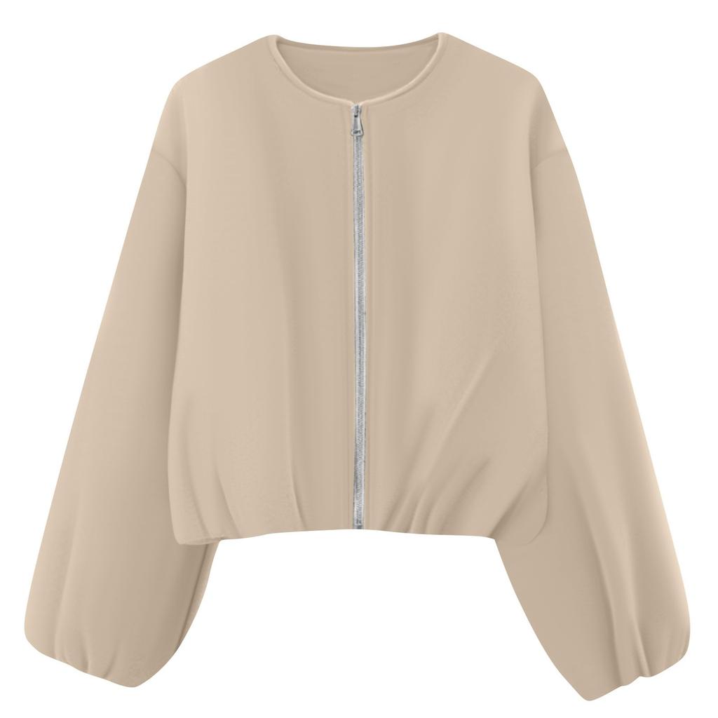 Women's Casual Fashion Loose Solid Color Short  Jacket With Pockets