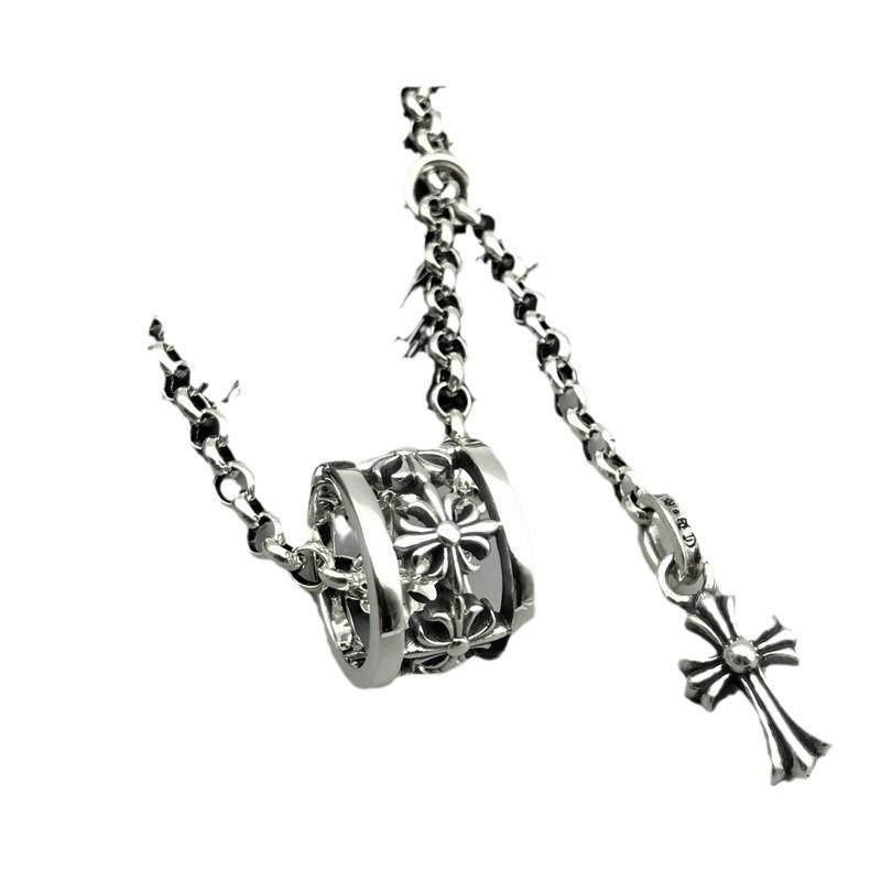 Chrome Hearts CH Cross Clavicle Chain: Trendy Unisex Pendant Necklace, Korean/Japanese Style, Thai Silver Finish