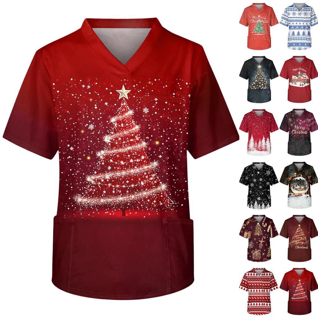 Men's Casual Short-Sleeved V-Neck Printed Front Pocket Top