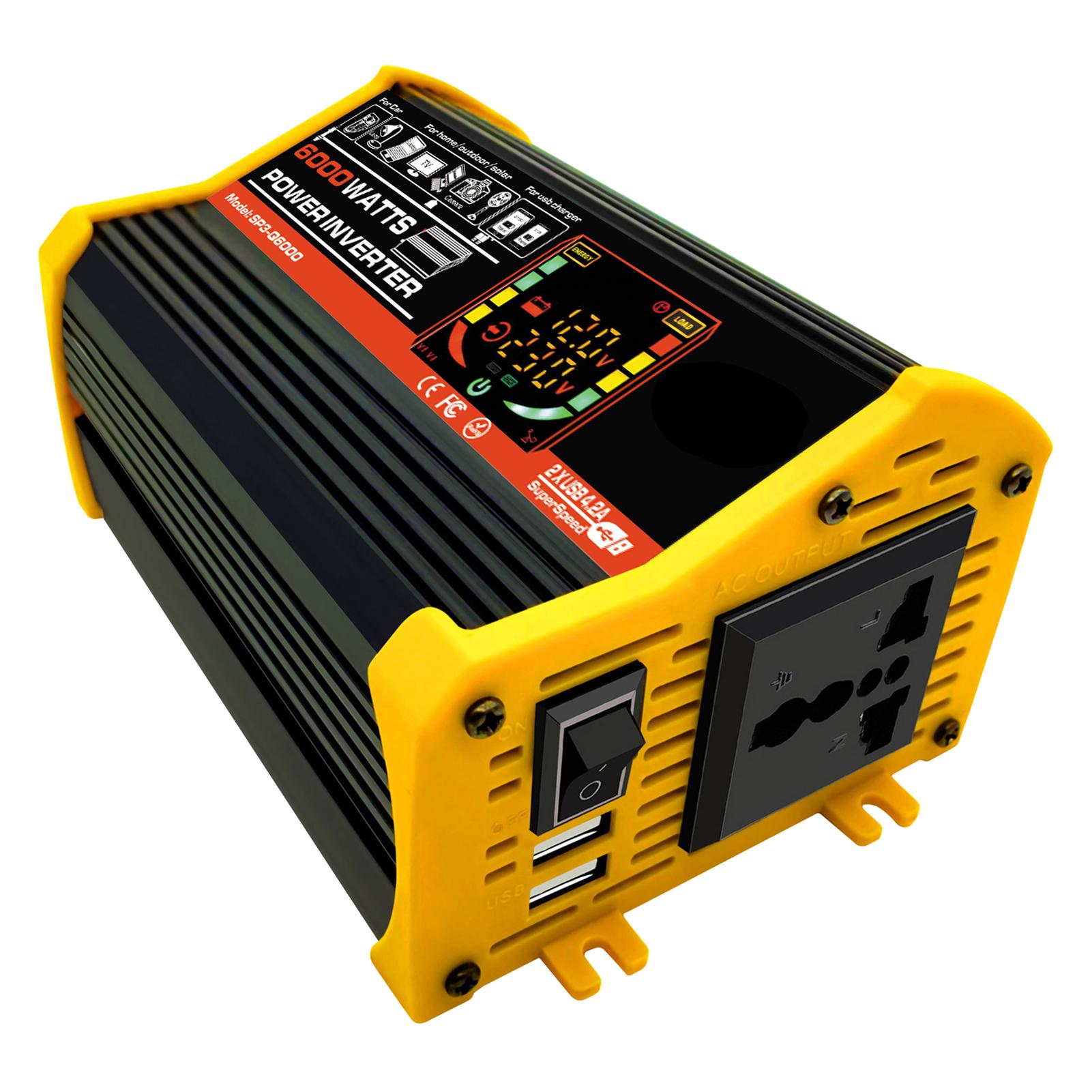 

Modified Sine Wave Inverter High Frequency 6000W Peak Power Watt Power Inverter DC 12V to AC 220V Converter Car Power 220V чёрный