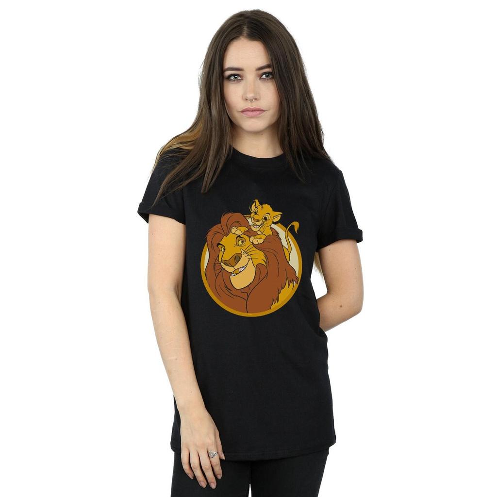 Disney Womens/Ladies The Lion King Mufasa And Simba Cotton Boyfriend T-Shirt