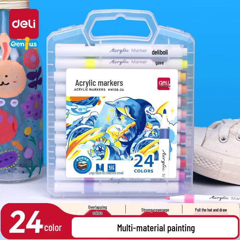 Deli Набор акриловых маркеров, 24 цвета