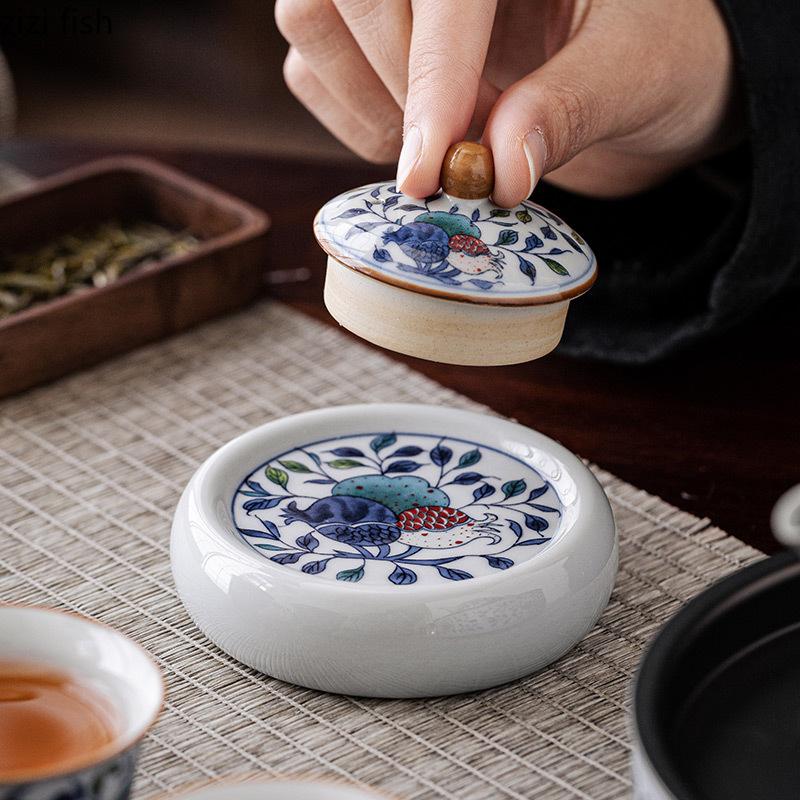 Blue and White Lid Saucer Ceramic Cover Holder Teaware Accessories Coaster Cup Holder Tea Saucer Teapot Lid Holders Tea Trays
