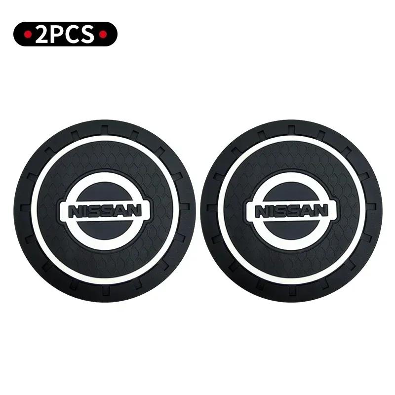 2pcs Car Coaster Water Cup Slot Non-Slip Mat Pad Silicone For Nissan J10 X-Trail Qashqai Juke Leaf Micra NOTE Patrol Gadgets
