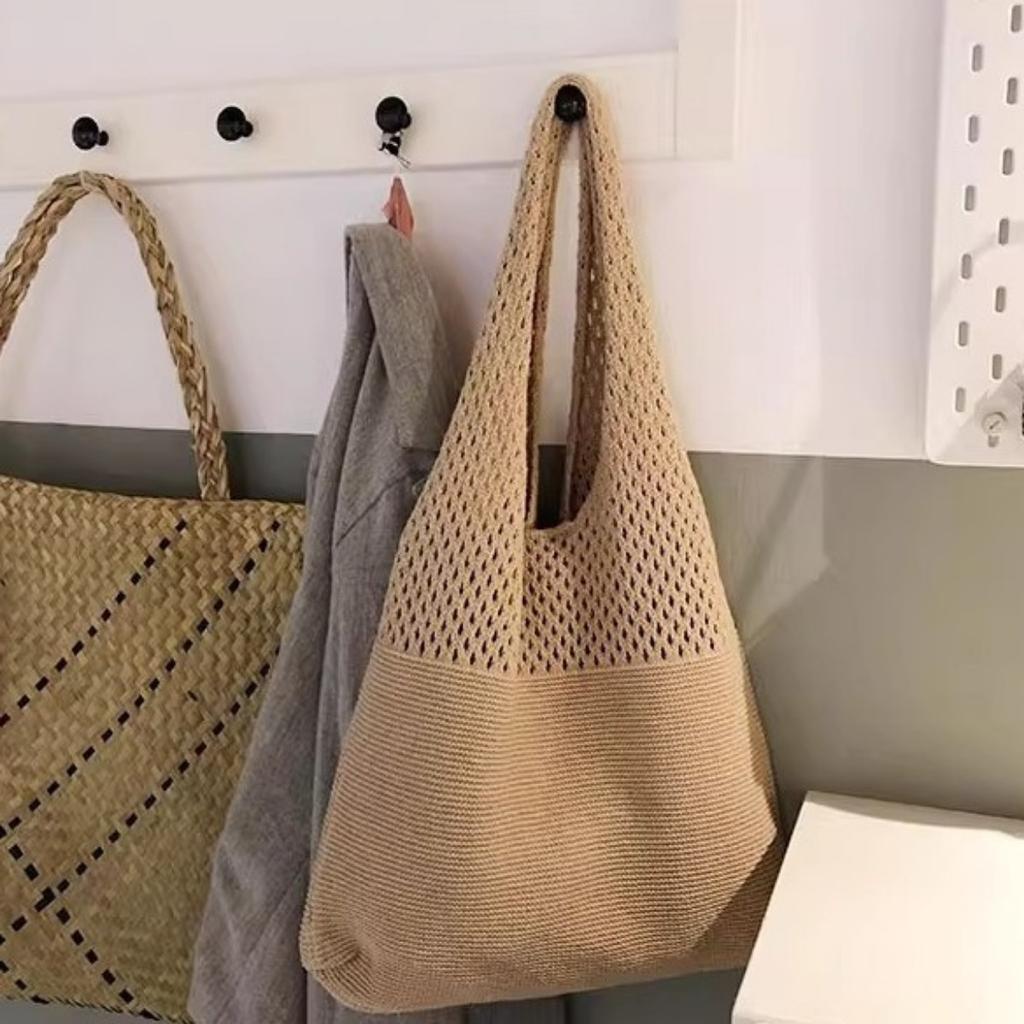 Damska dziergana torba tote o dużej pojemności - Otwarta, konwertowalna torba crossbody/do ręki, nie wymaga zapięcia - Łatwa w pielęgnacji, pranie ręczne/czyszczenie chemiczne