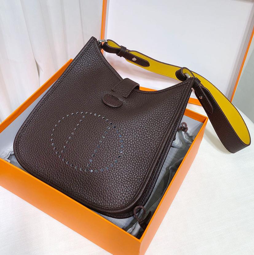 First Layer Cowhide Evelyn Bag Genuine Leather Women's Bag Lychee Patterned Bucket Bag Mini Casual Shoulder Crossbody Bag