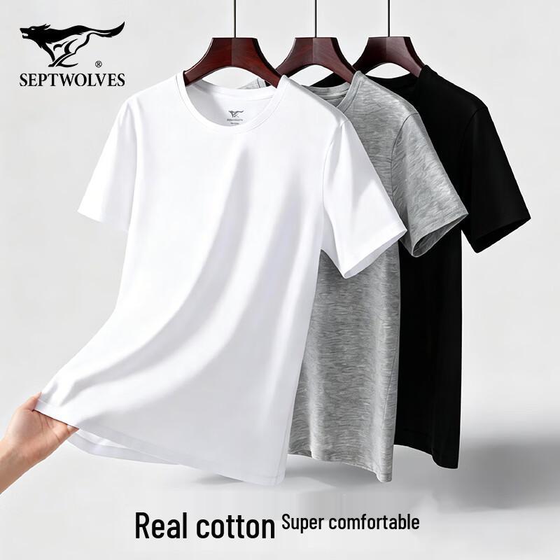 SEPTWOLVES Men s Cotton Short Sleeve Round Neck T-Shirt XL