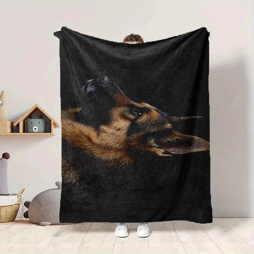 1Pc German Shepherd Profile Blanket Soft And Comfortable Casual Warm Camping Travel Christmas Halloween Xmas Gift M92856