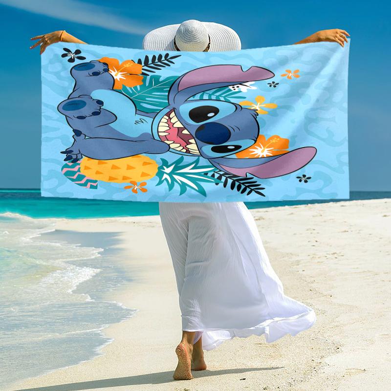 1Pc Lilo Stitch Tropical Adventure Beach Towel Microfiber Beach Towel Thin Absorbent For Beach Swimming Yoga Bath Sports 091784