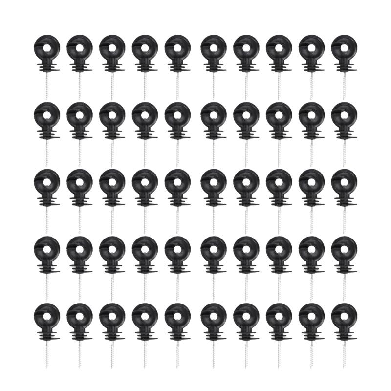 50-piece/set Electric Fence Insulators Screw-In Rings Insulators Electric Fence Accessories Suitable for Wood Post