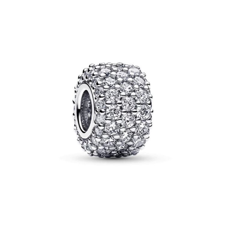 Pandora Shining Triple Row Pavé Charm Women Jewelry Silver 792820C01 Box